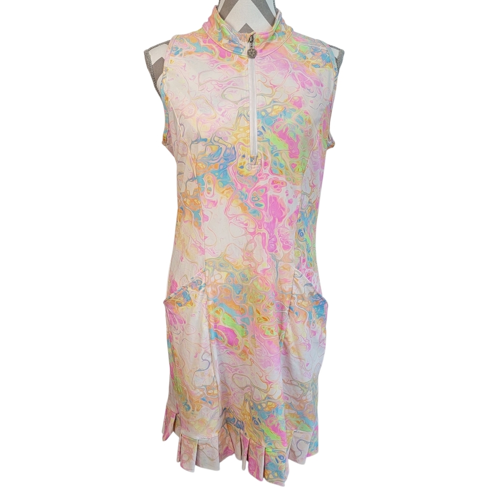 Tzu Tzu Golf Dress -Sz L -Abstract Water Colors